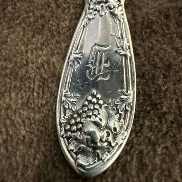Oneida LA VIGNE Teaspoon 6” Silverplate (1908) Grapes Monogram “B” - Picture 2 of 12